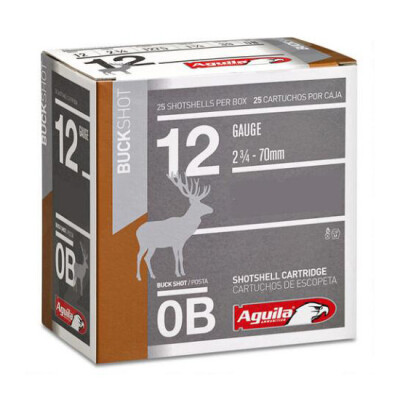 Aguila Ammunition 12 Gauge Shotshell 25 Rounds 2 3/4" #0 Buck Lead 1 3/8 Ounces
