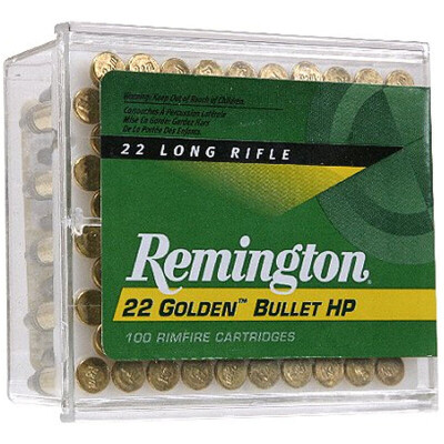 Remington 22 Golden Bullet .22 Long Rifle Ammunition 100 Rounds Plated HP 36 Grain