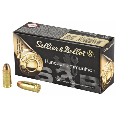 Sellier & Bellot 9mm Luger Ammunition 50 Rounds JHP 124 Grain