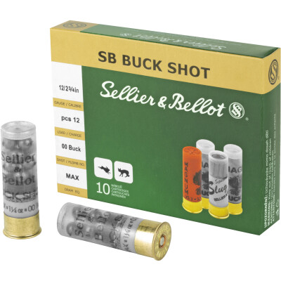 Sellier & Bellot 12 Gauge Shotshell 10 Rounds 2 3/4" #00 Buck 12 Pellets Lead