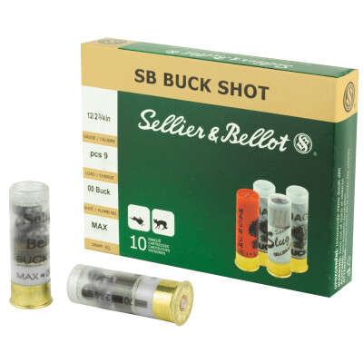Sellier & Bellot 12 Gauge Shotshell 10 Rounds 2 3/4" 00 Buck 9 Lead Pellets