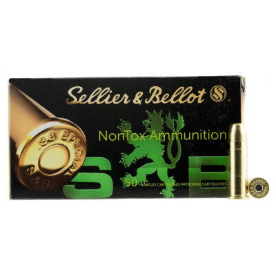 Sellier & Bellot NonTox .38 Special Ammunition 50 Rounds TFMJ 158 Grains SB38NT