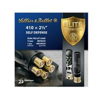 Sellier & Bellot Self Defense .410 Gauge Shotshell 25 Rounds 2 1/2" BB Buck 15 Shots and 000 1 Shot SB410SDA