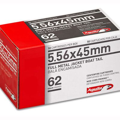 Aguila Centerfire Rifle 5.56 NATO Ammunition 50 Rounds 62 Grain FMJ BT 3150 fps
