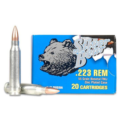 Silver Bear .223 Remington Ammunition 500 Rounds, FMJBT, 55 Grain