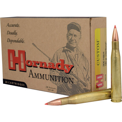 Hornady Custom .300 H&H Magnum Ammunition 20 Rounds Interbond BT 180 Grains 8210