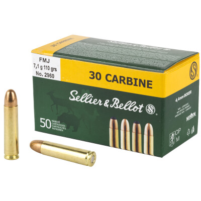 Sellier & Bellot .30 Carbine Ammunition 50 Rounds FMJ-RN 110 Grain
