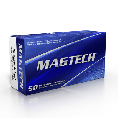 Magtech .38 Super Auto +P Ammunition 50 Rounds FMJ 130 Grain