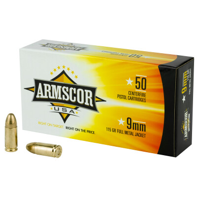 Armscor USA 9mm Luger Ammunition 50 Rounds FMJ 115 Grain 