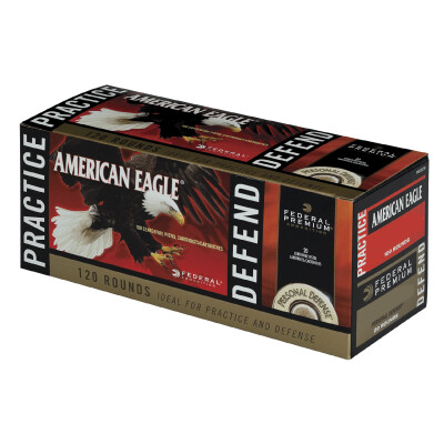 Federal Practice/Defend .40 S&W 120 Round Combo Pack 100 Rounds of 180 Grain FMJ and 20 Rounds of 180 Grain JHP 1000fps