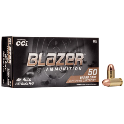 CCI Blazer Brass .45 ACP Ammunition 50 Rounds FMJ 230 Grains 5230