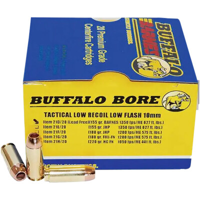 Buffalo Bore 10mm Auto Ammunition 20 Rounds Barnes TAC-XP SCHP 155 Grains 21D/20