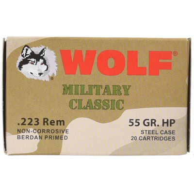 Wolf Military Classic .223 Remington Ammunition 500 Rounds JHP 55 Grain