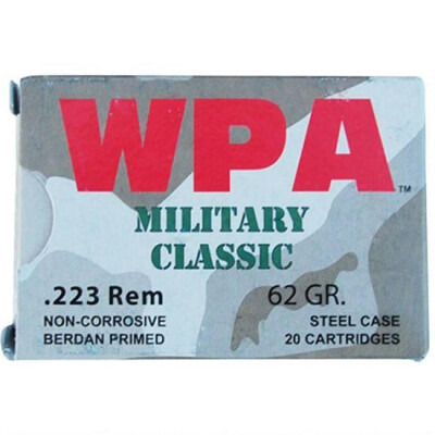 Wolf Military Classic .223 Remington Ammunition 62 Grain Bi-Metal JHP Steel Case 20 Rounds
