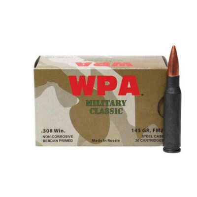 Wolf Military Classic .308 Winchester Ammunition 500 Rounds FMJ 145 Grain Steel Cased
