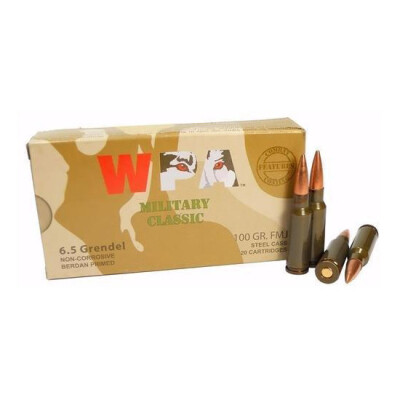 Wolf Military Classic 6.5 Grendel Ammunition 500 Rounds FMJ 100 Grain Steel Cased