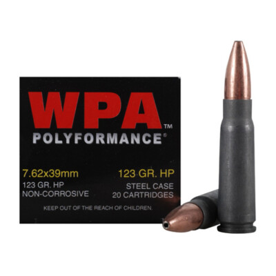 Wolf Performance 7.62x39 Ammunition 20 Rounds JHP 123 Grain Steel Cased