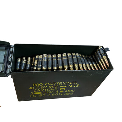 7.62 x51 NATO Lake City Brass 147 Grain FMJ 200 Linked Rounds in .30 Cal Ammo Can