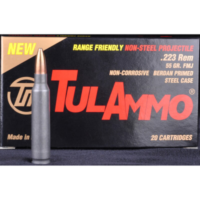 TulAmmo .223 Remington Ammunition 20 Rounds Steel Case Brass-FMJ 55 Grains