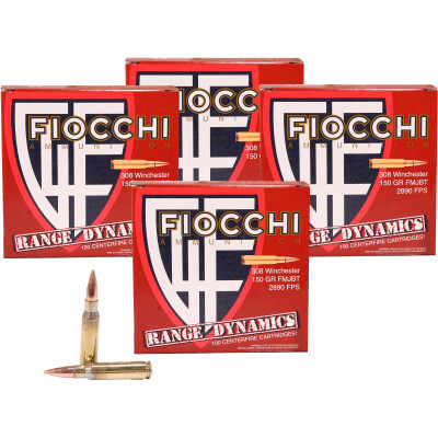 Fiocchi Shooting Dynamics .308 Winchester Ammunition 400 Rounds FMJ-BT 150 Grain