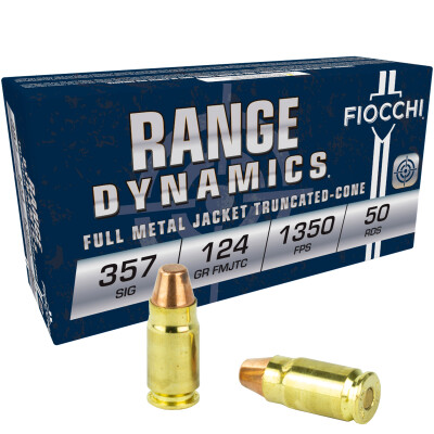 Fiocchi Shooting Dynamics .357 SIG Ammunition 50 Rounds FMJ 124 Grain