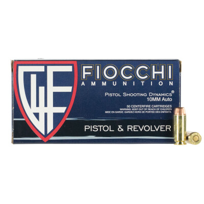 Fiocchi 10mm Auto Ammunition 50 Rounds FMJ-TC 180 Grain