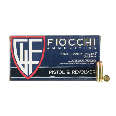 Fiocchi 10mm Auto Ammunition 50 Rounds JHP 180 Grain