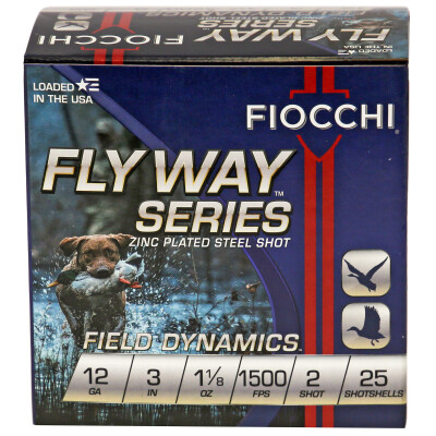 Fiocchi Field Dynamics Flyway 12 Gauge Ammunition 25 Rounds 3" #2 Zinc Plated Steel 1-1/8oz