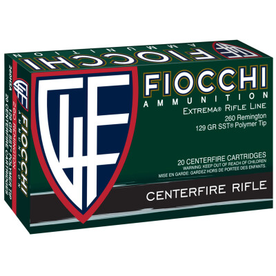 FIOCCHI Extrema 260 Remington Ammunition 129 Grains Hornady SST Projectile 2800 fps