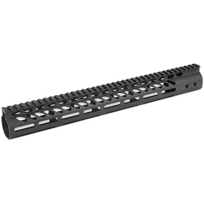 Guntec 15" Ultra Lightweight Thin M-LOK Free Floating Handguard with Monolithic Top Rail LR-308 DPMS Low Profile 13.7 oz. Aluminum Body Steel Barrel Nut Black