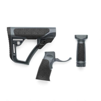 Daniel Defense AR-15 Furniture Kit Buttstock/Pistol Grip/Picatinny Vertical Foregrip Combo Mil-Spec Diameter Compatible Polymer Tornado Gray Finish