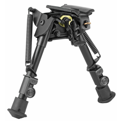 Harris Ultra-light Bench Rest Bipod Swivel/Sling Swivel Stud Mount 6" to 9" Telescoping/Folding Legs Aluminum Matte Black S-BR 