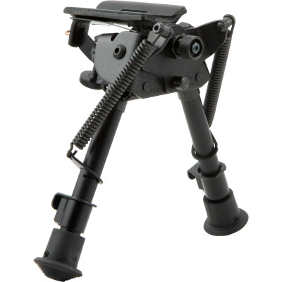 Harris Ultra-light Bench Rest Bipod Swivel/Notched Legs Sling Swivel Stud Mount 6" to 9" Telescoping/Folding Legs Aluminum Matte Black S-BRM
