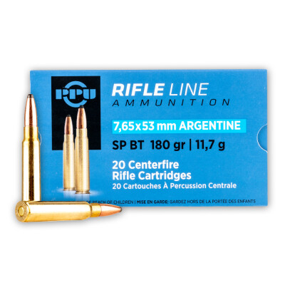 Prvi Partizan PPU 7.65x53 Argentine Ammunition 20 Rounds SPBT 180 Grain