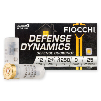 Fiocchi Defense Dynamics 12 Gauge Shotshell 250 Rounds 2-3/4” 9 Pellet #1 Buckshot