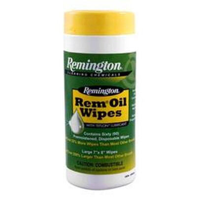 Remington Rem-Oil Wipe Canister 7"x8" Patch 60 Count