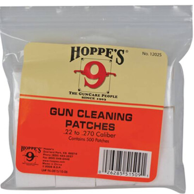 Hoppes Cleaning Patches .22 through .270 Caliber 500 Count