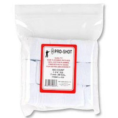1.75" Square Cleaning Patch 500 Count 7mm .38 Caliber