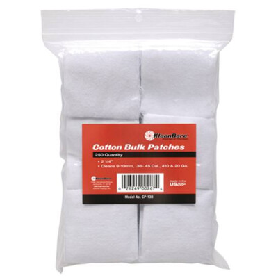 KleenBore SuperShooter Patch .38 - .45 and .410 - 20 Gauge 2.25" Square Cotton 500 Pack