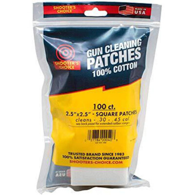 Shooters Choice Square Cleaning Patches 2.5" 100 Pack White Cotton