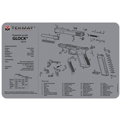 TekMat Grey Gun Cleaning Mat Neoprene For Glock Gen 4