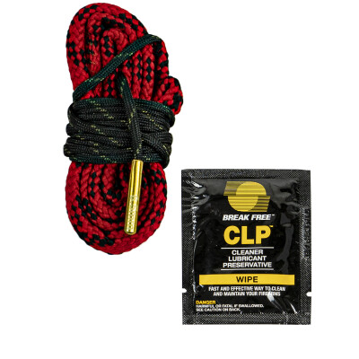 KleenBore .25 Caliber/6.5mm Rifle Kwick Kleen One Pull Through Rope Cleaner With BreakFree CLP Wipe