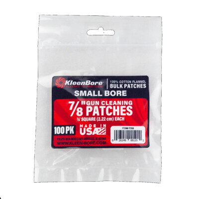 KleenBore Super Shooter Cotton Flannel Patches Small Bore 7/8" 100 Pack