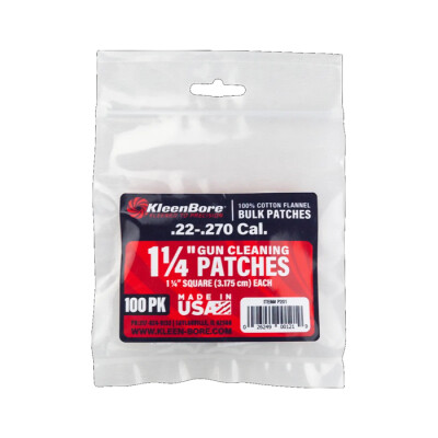 KleenBore Super Shooter Cotton Flannel Patches .22-.270 Caliber 1 1/4" 100 Pack