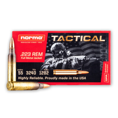Norma USA Tactical .223 Remington Ammunition 20 Rounds 55 Grain Full Metal Jacket 3240fps