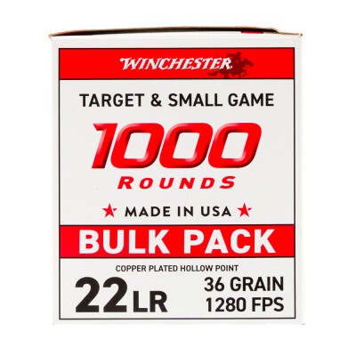 Winchester USA .22 LR Ammunition 1000 Rounds CPHP 36 Grains