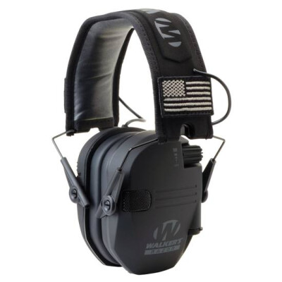 Walker's Game Ear Razor Patriot Series Slim Electronic Adult Folding Earmuffs American Flag Black GWP-RSEM-PAT