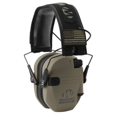 Walker's Game Ear Razor Patriot Series Electronic Adult Folding Earmuffs American Flag Flat Dark Earth GWP-RSEM-PAT-FDE