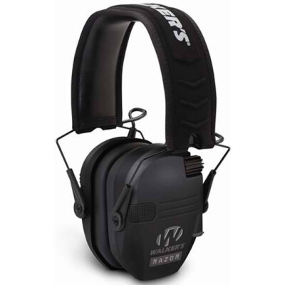 Walker's Game Ear Razor Series Adult Electronic Folding Earmuffs Matte Black GWP-RSEM