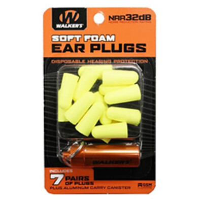 Walker's Foam Ear Plugs with Aluminum Carry Canister 7 Pairs